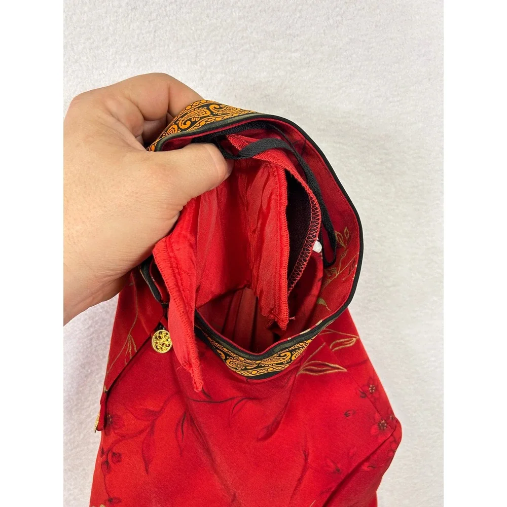 Karin Stevens Red Floral Mandarin Collar Jacket‎ Women's Size 12T